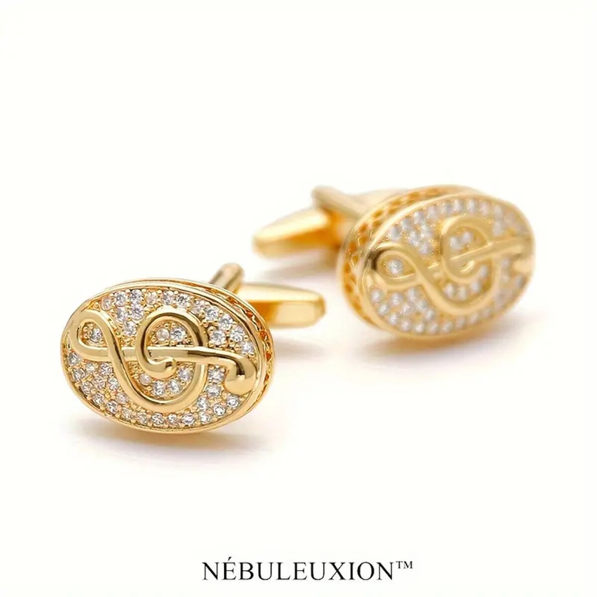 Preview: ROCK-HUS Manschettenknöpfe Notenschlüssel Edel mit Strass