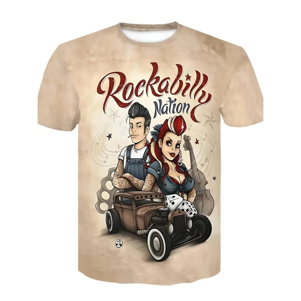 Preview: ROCK-HUS T-Shirt Rockabilly Nation Apricot