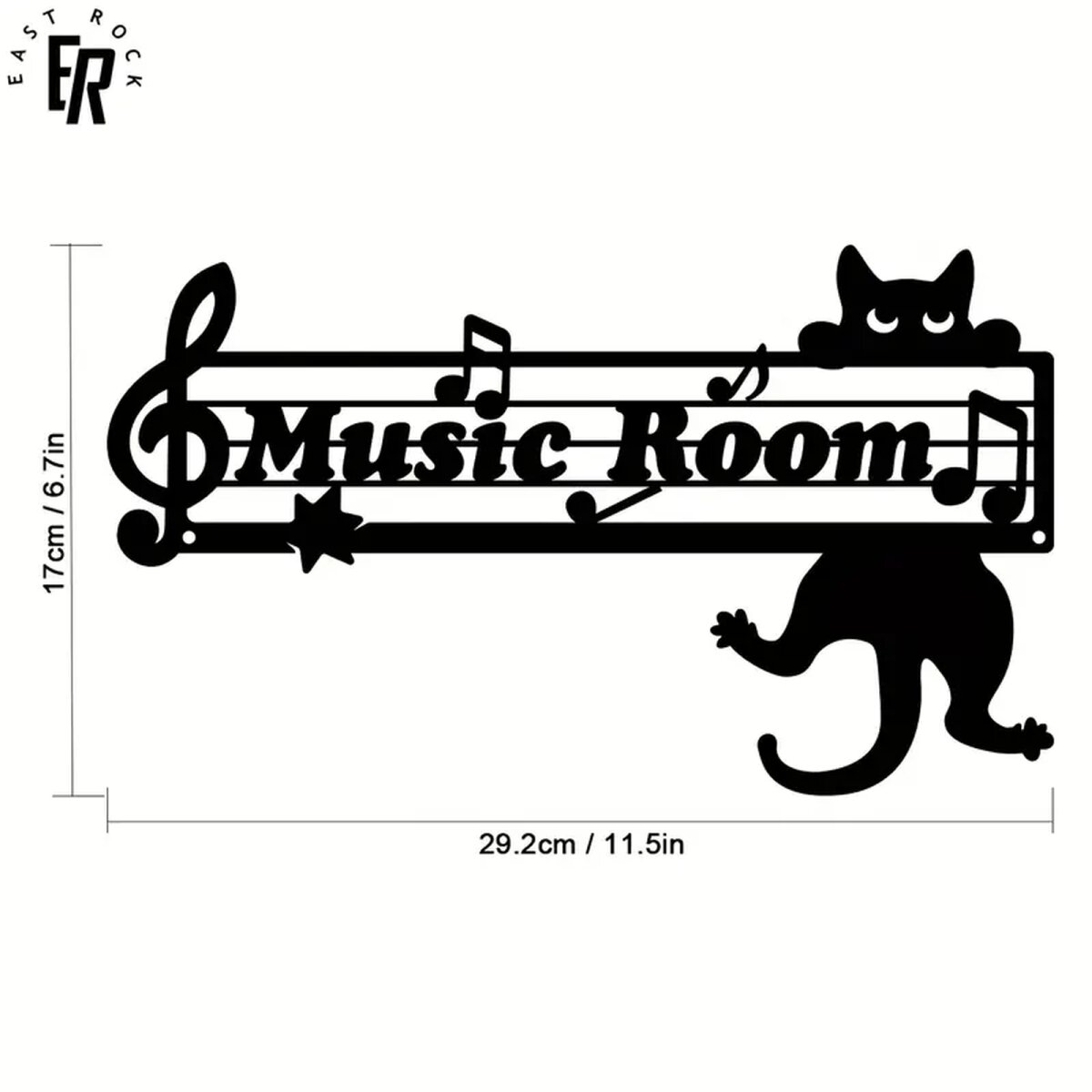 Preview: ROCK-HUS Metallschild Music Room Katze und Noten