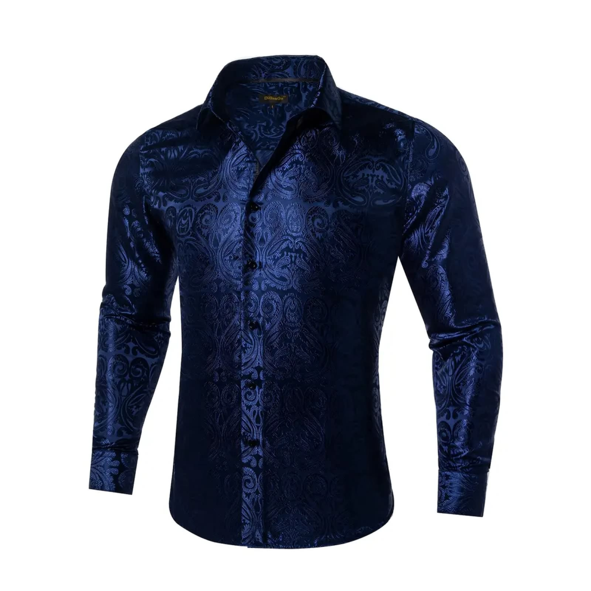 Preview: ROCK-HUS Hemd Schwarz-Blau Brokat-Art M