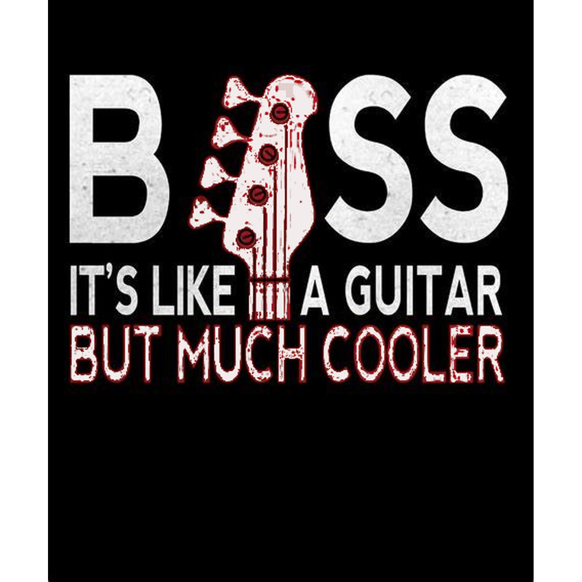 Preview: ROCK-HUS Herren T-Shirt BASS Its like Guitar but much cooler - grau XL