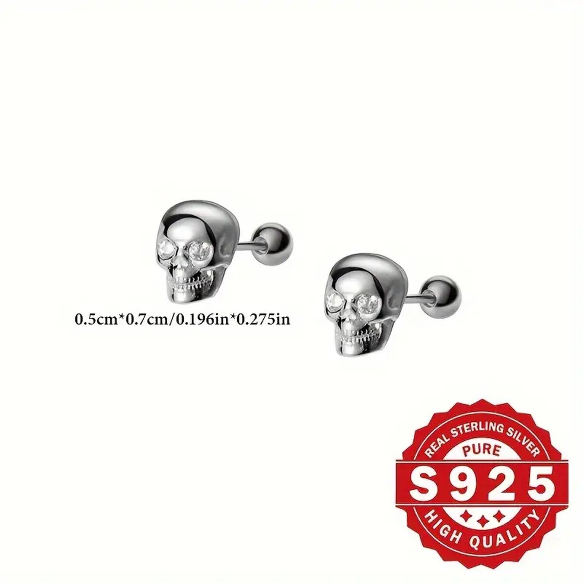 Preview: ROCK-HUS Ohrstecker Skull´n Strass 925 Sterling Silber