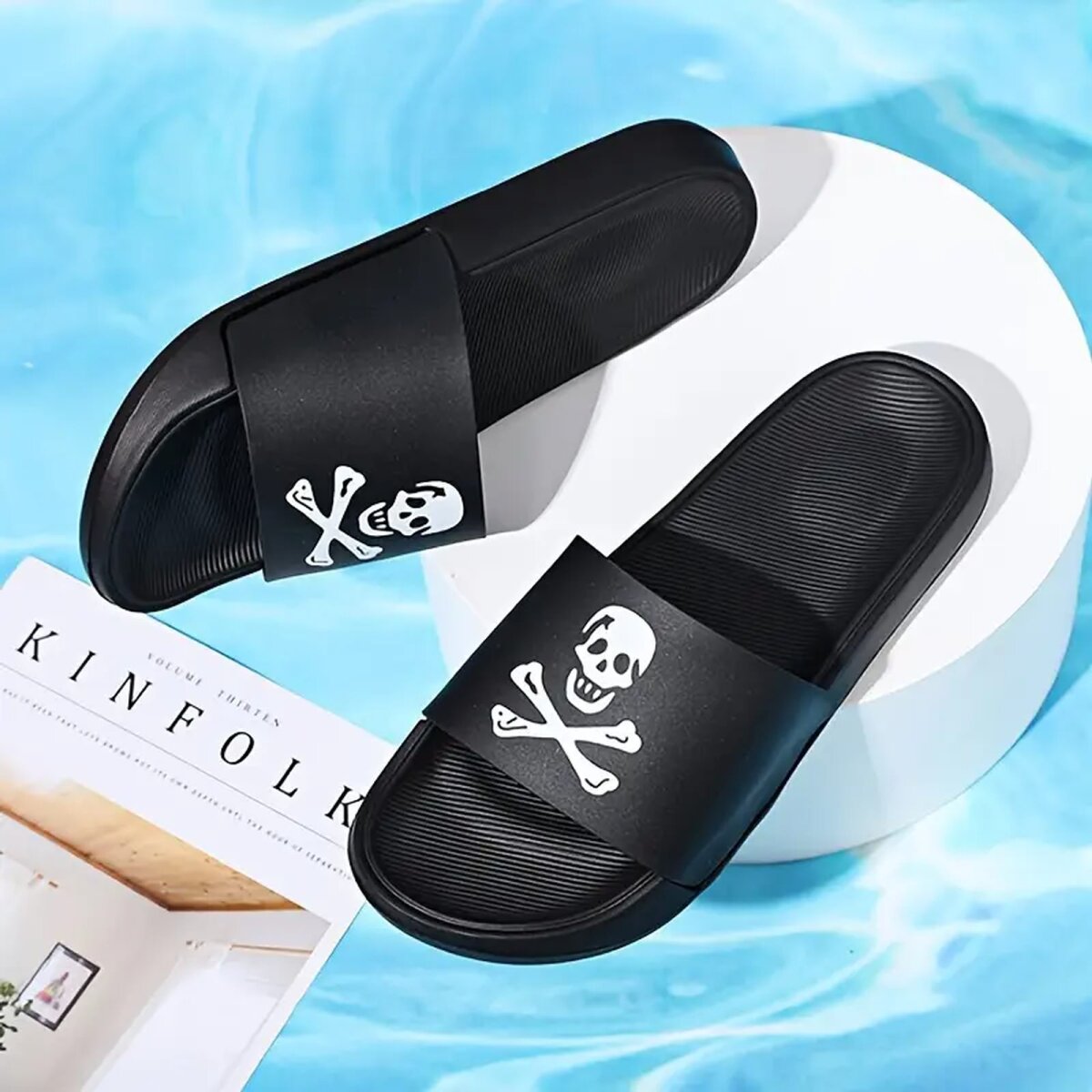 Preview: ROCK-HUS Badelatschen - Sandalen Skull´n Bones