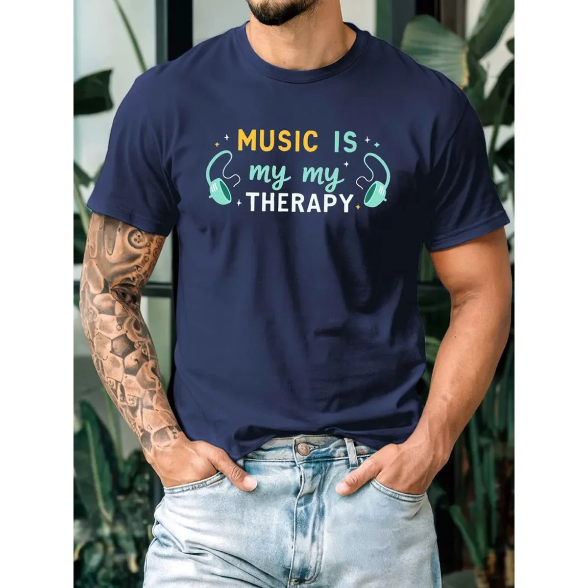 Preview: ROCK-HUS T-Shirt "Music is my my Therapy" M