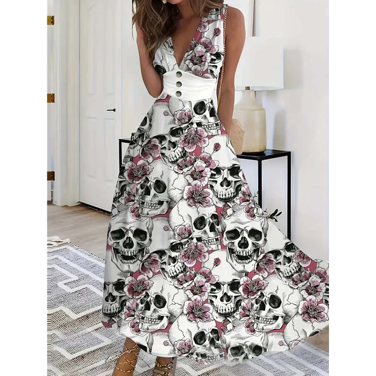 Preview: ROCK-HUS Kleid Lang Skull´n Mohn S