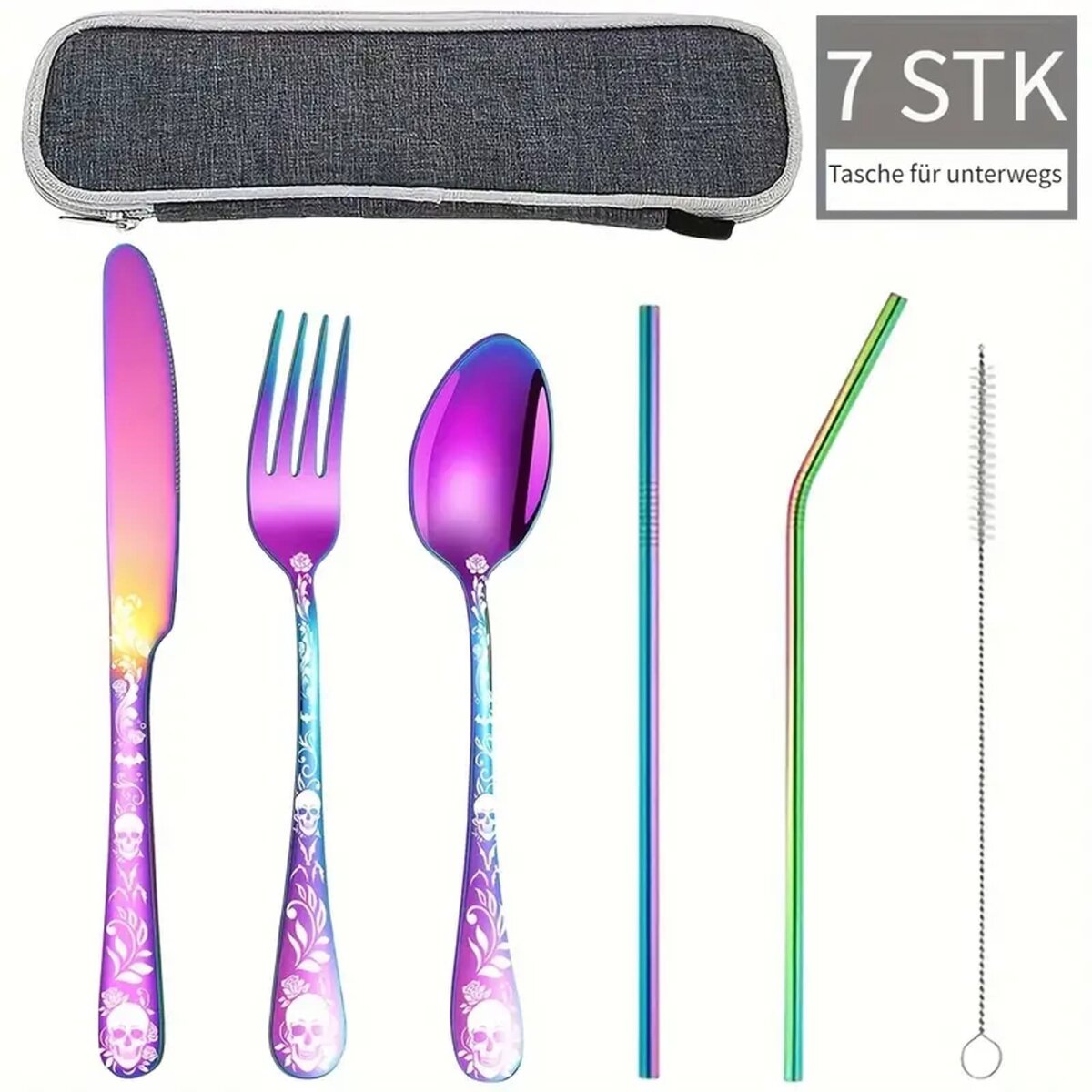 Preview: ROCK-HUS Besteck Skull´n Roses 7teilig