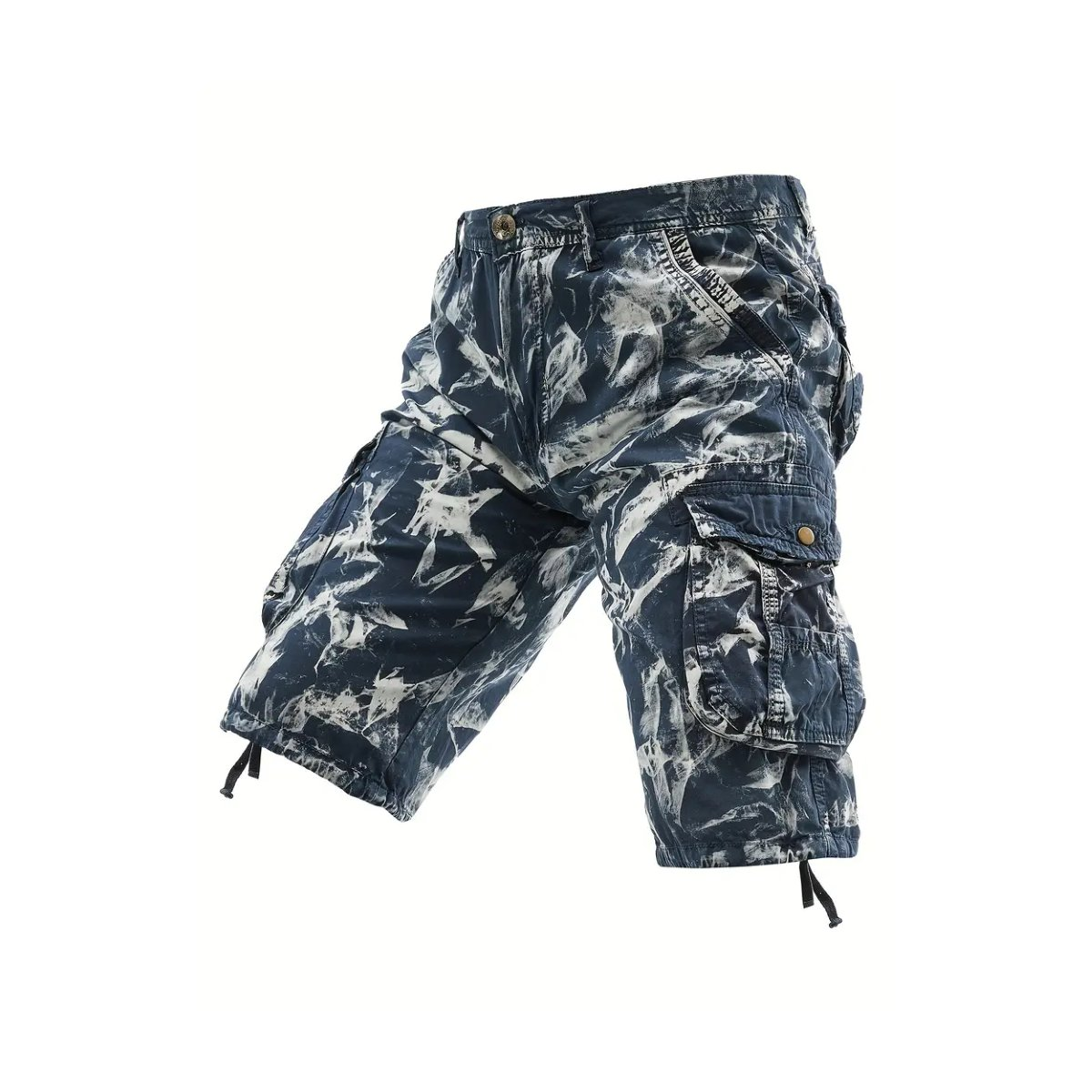 Preview: ROCK-HUS Hose Kurz Cargo "Heavy-Tie-Dye" US32/D48 Blau Weiss