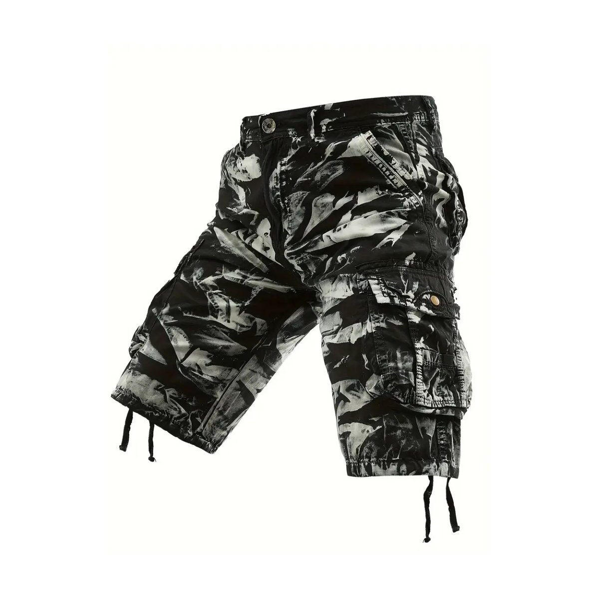 Preview: ROCK-HUS Hose Kurz Cargo "Heavy-Tie-Dye" US38/D54 Schwarz Grau