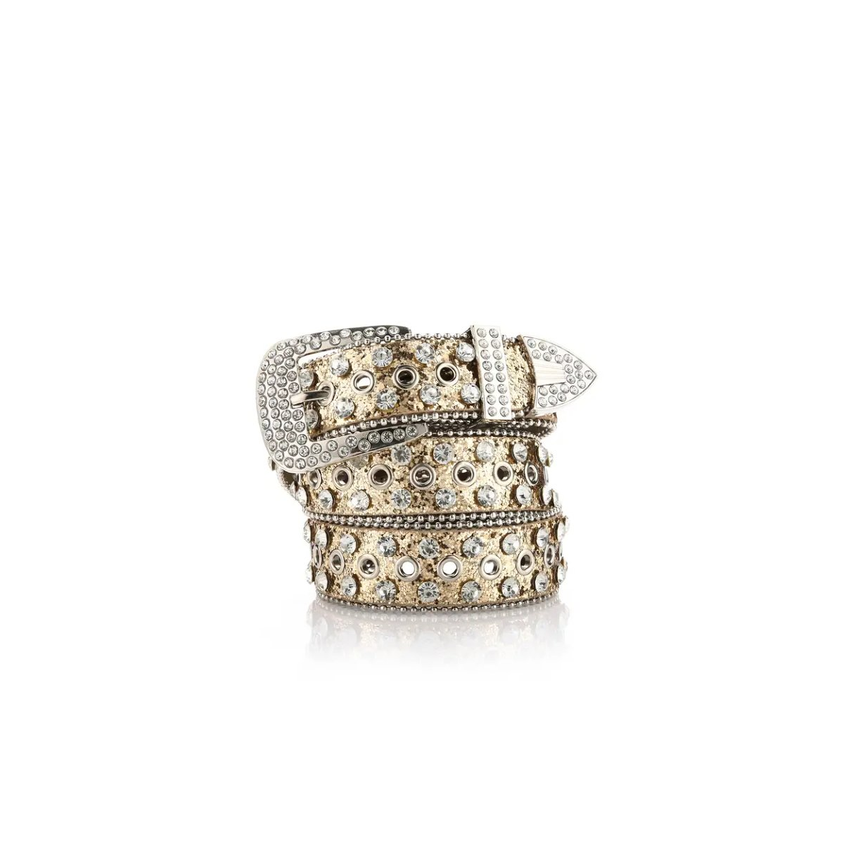 Preview: ROCK-HUS Gürtel Strass große Steine Goldgelb S