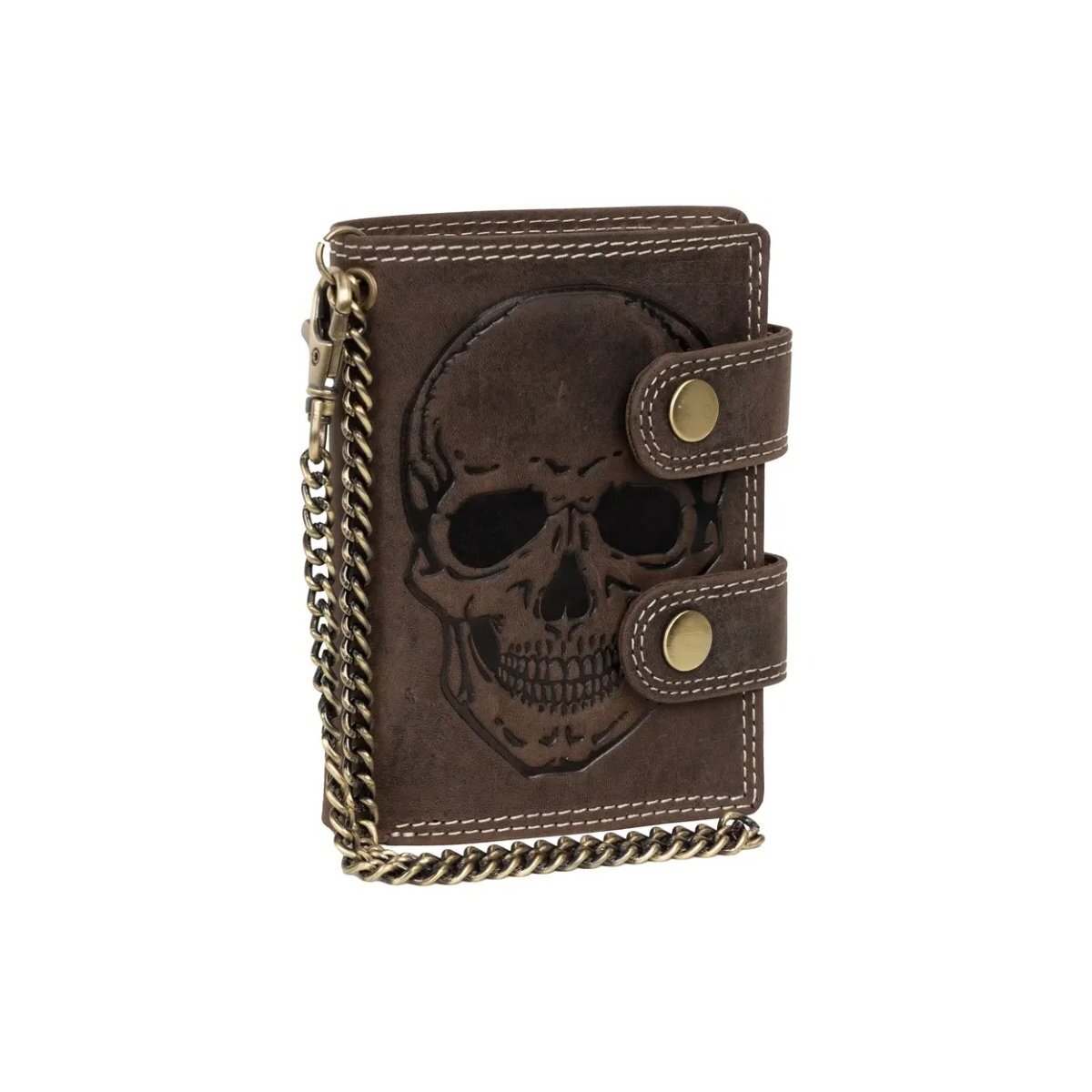 Preview: ROCK-HUS Geldbörse Portemonnaie Leder Totenkopf
