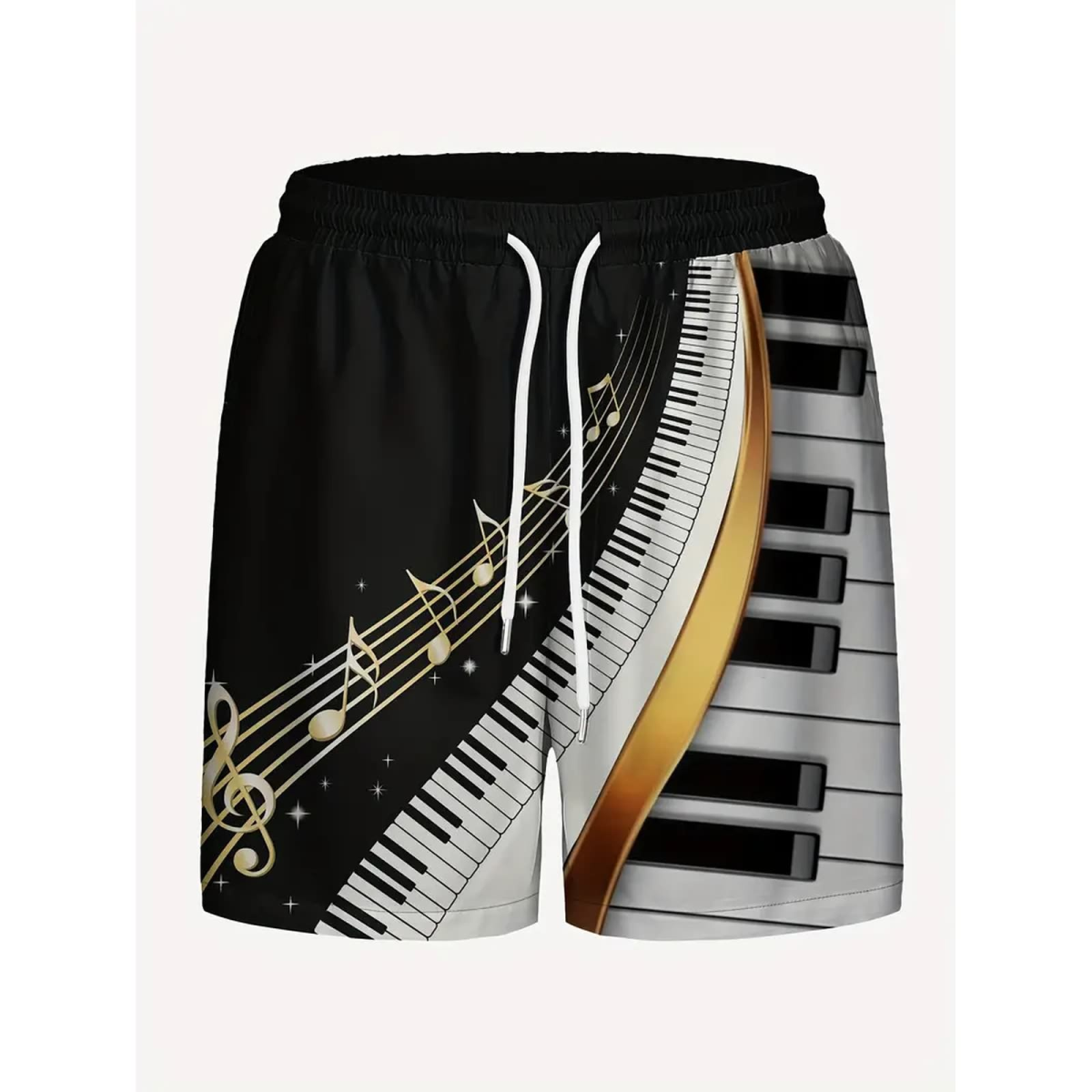 Preview: ROCK-HUS Herren Shorts - Badehose Klaviatur und Noten XXL