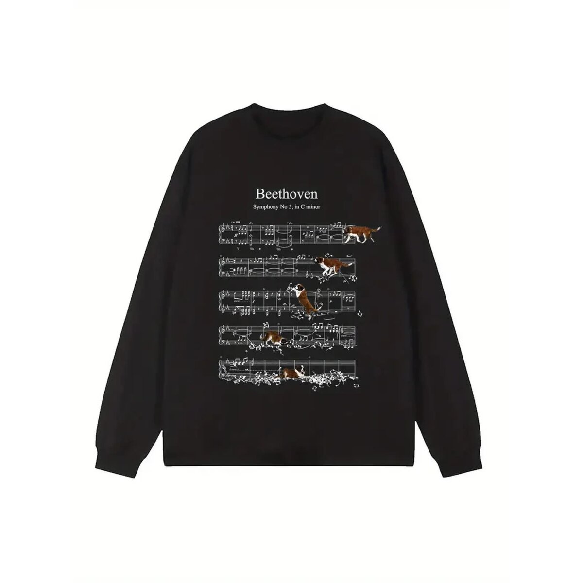 Preview: ROCK-HUS Damen Langarmshirt Beethoven Hunde schwarz