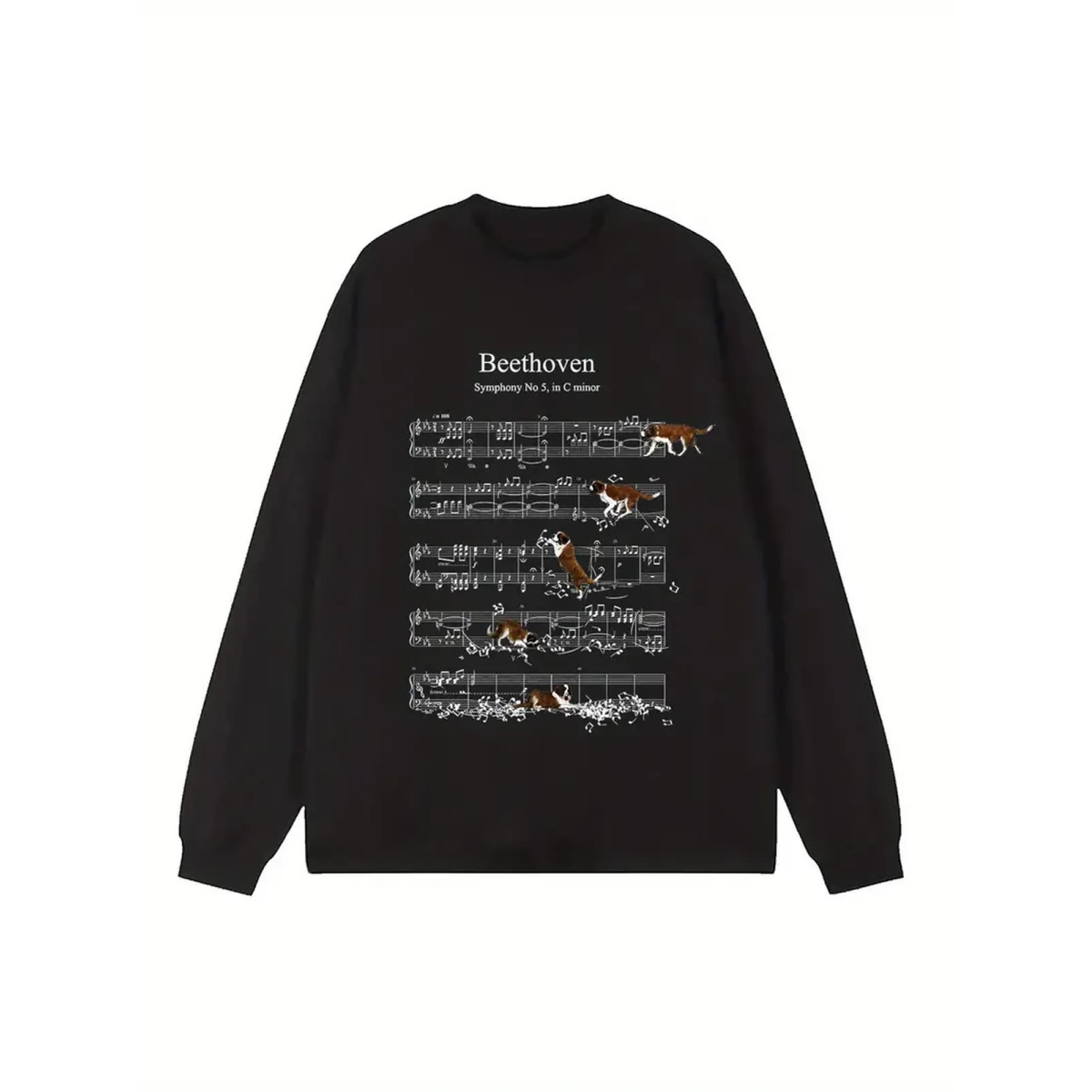 Preview: ROCK-HUS Damen Langarmshirt Beethoven Hunde schwarz XL