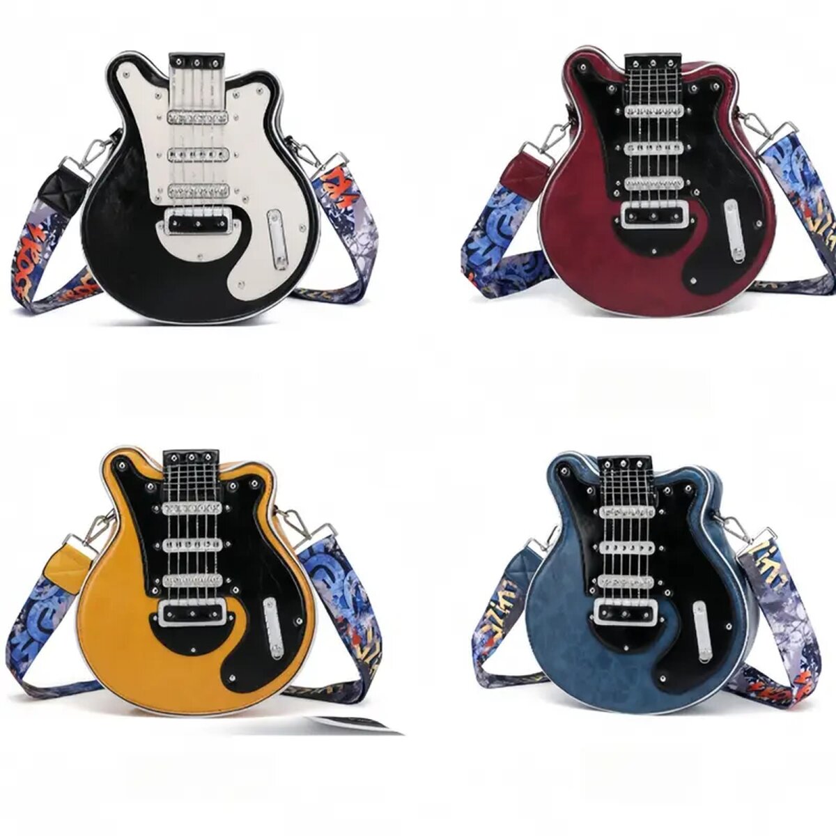 Preview: ROCK-HUS Handtasche Gitarrenform Kettensaiten