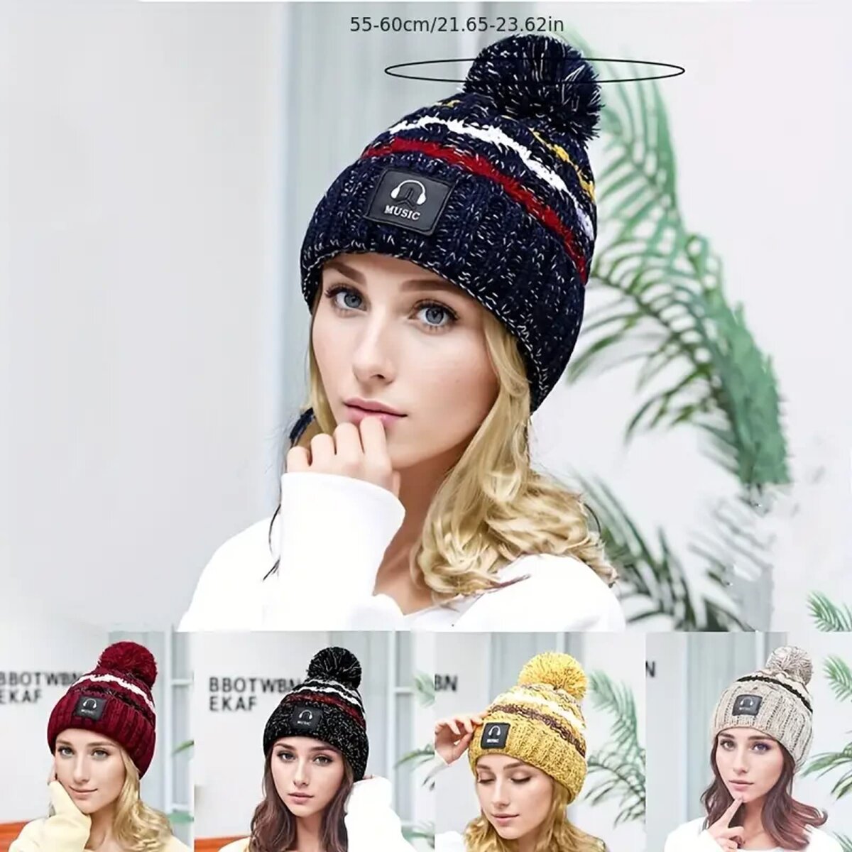 Preview: ROCK-HUS Strickmütze Bommelmütze Music