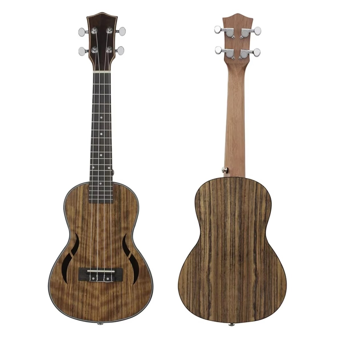 Preview: ROCK-HUS Ukulele Walnuss F-Loecher 26 Zoll/67 cm