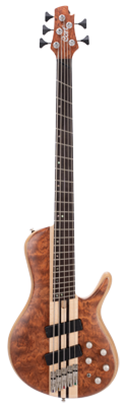 Preview: CORT Bassgitarre, A5 Beyond, Open Pore Bubinga Natural, 5-Saiter, Soft