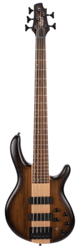 Preview: CORT Bassgitarre, C5 Plus OVMH, Open Pore Antiqe Brown Burst, 5-Saiter