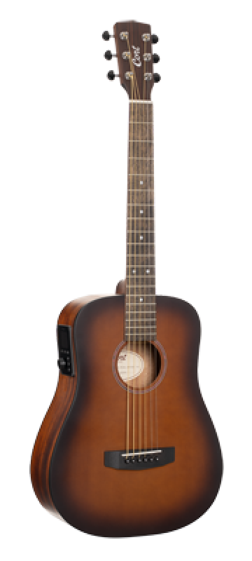 Preview: CORT Westerngitarre, Earth Mini GO, Open Pore Brown Burst, Preamp, Gig