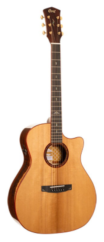 Preview: CORT Westerngitarre, GOLD A10 Cocobolo, Natur Hochglanz, Preamp, Softc