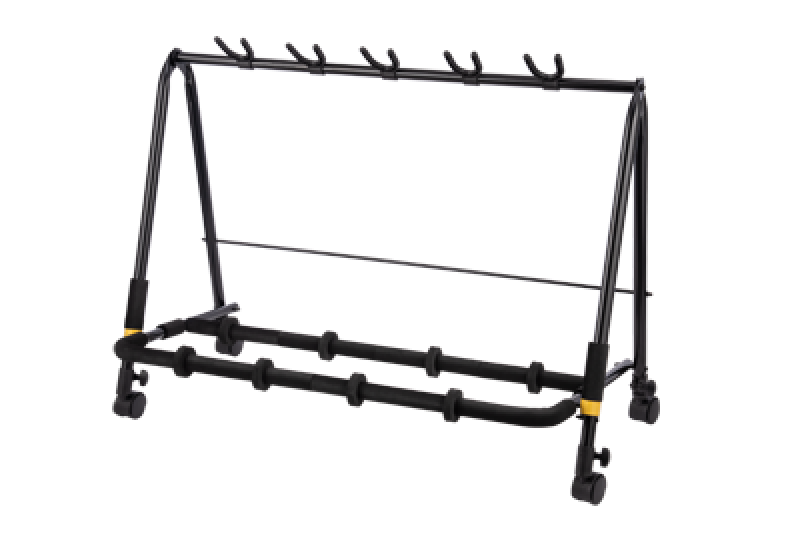 Preview: HERCULES Gitarrenrack, klappbar, für 5 Instrumente, inkl. Rollen