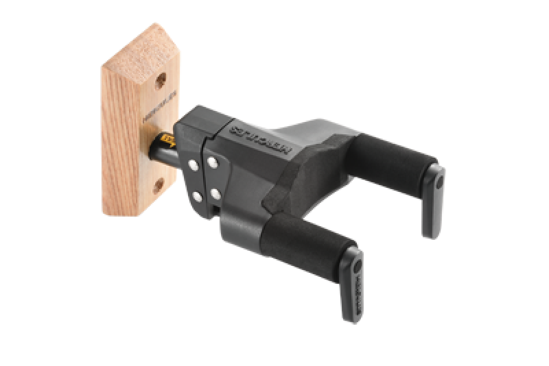 Preview: HERCULES Gitarrenwandhalter, AGS Plus, kurz, Holzsockel, natur