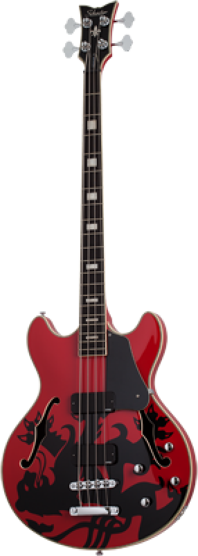 Preview: SCHECTER Bassgitarre, Signature Simon Gallup Corsair Bass, Red/Black