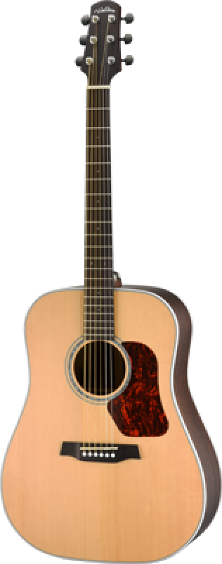 Preview: WALDEN Westerngitarre, Dreadnought, vollmassiv, Satinlack, EQ, Tasche