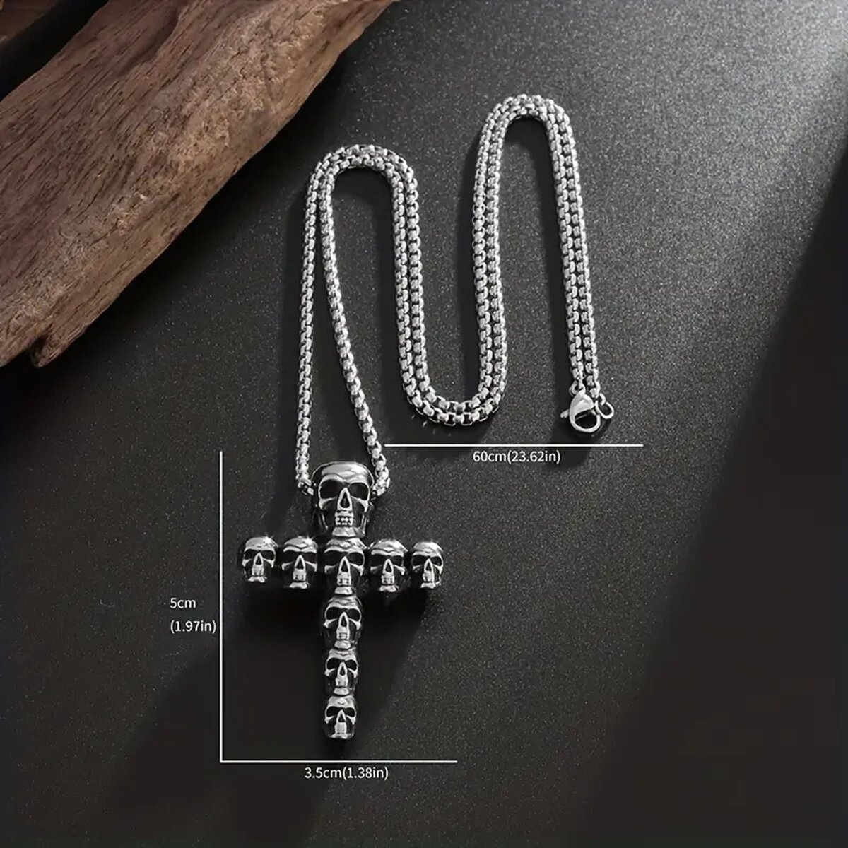 Preview: ROCK-HUS Halskette Skull-Kreuz