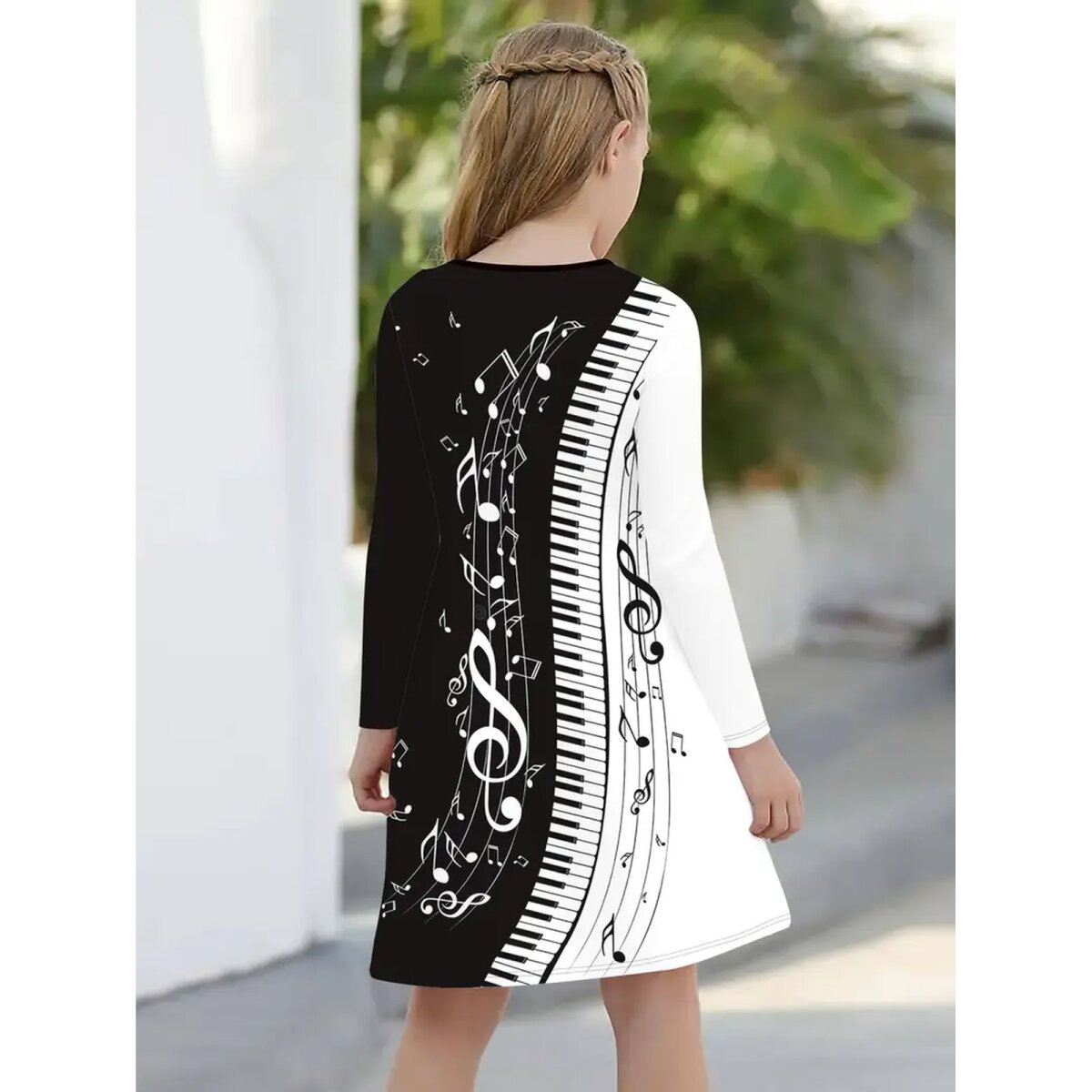 Preview: ROCK-HUS Kleid Noten und Klaviatur SW