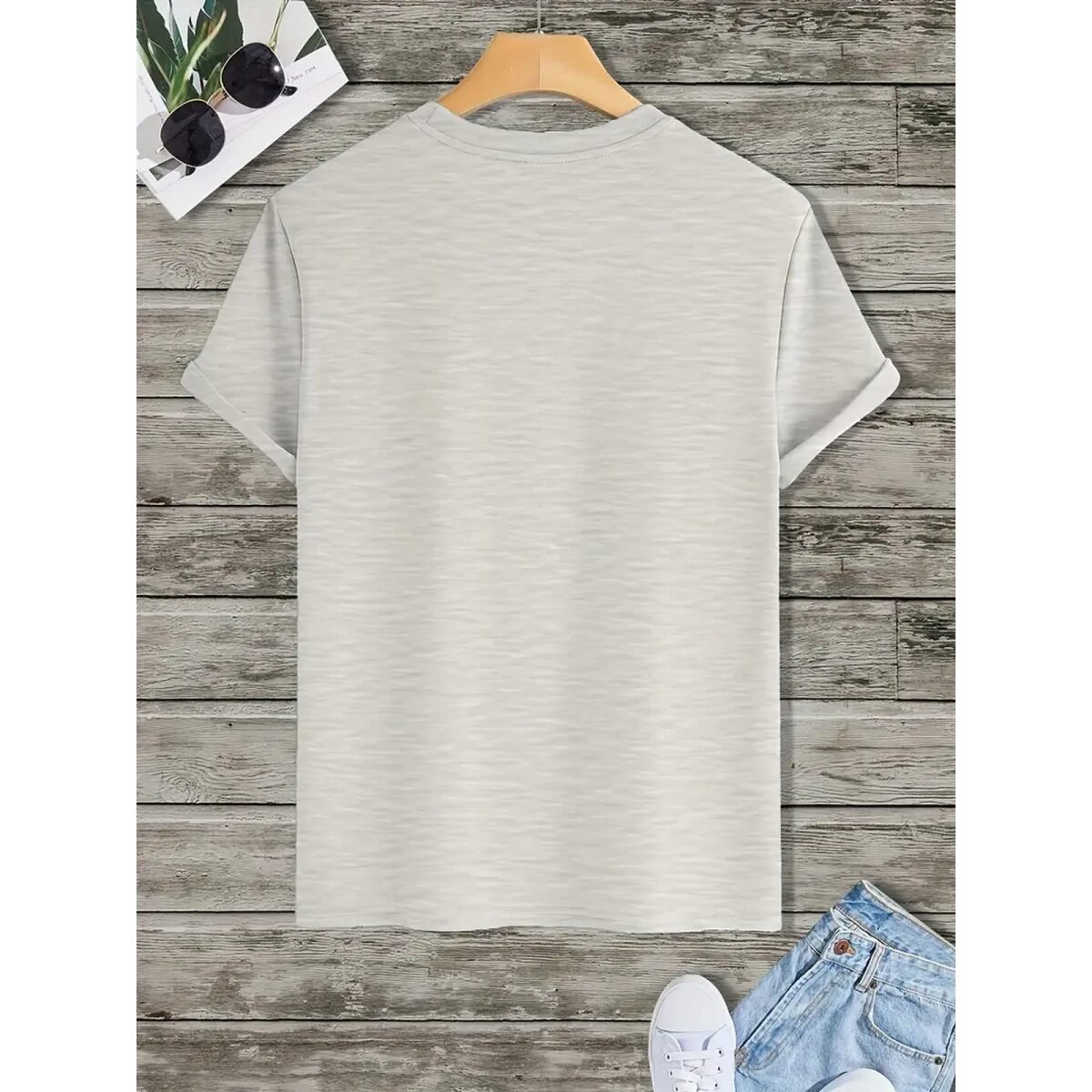 Preview: ROCK-HUS T-Shirt "Music is my Therapie" Baumwolle Grau mit buntem Aufdruck