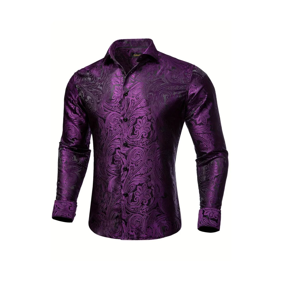 Preview: ROCK-HUS Hemd Lila-Schwarz Brokat-Art XL