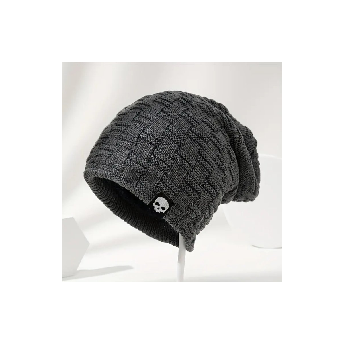 Preview: ROCK-HUS Beanie Strick´n Skull Grau