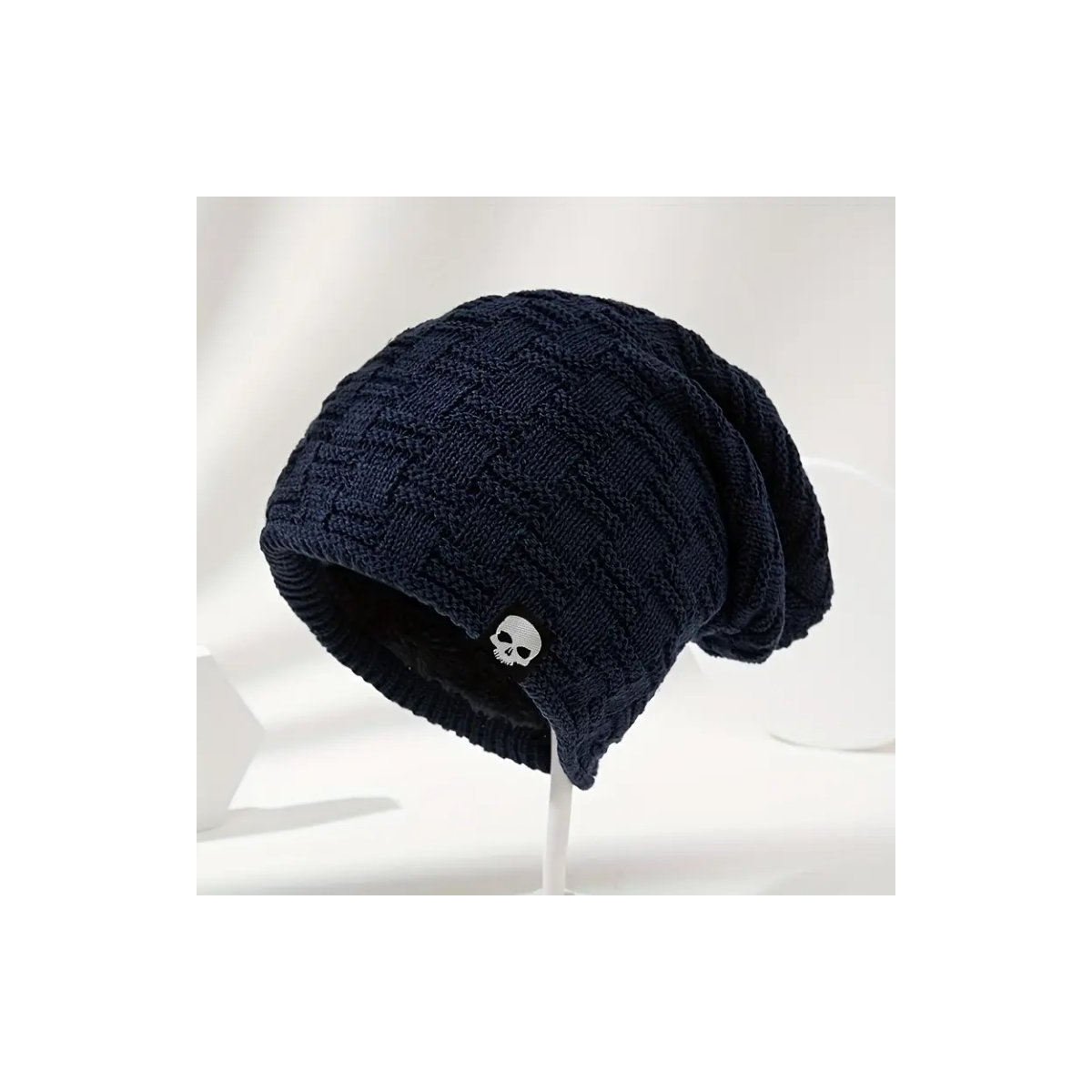 Preview: ROCK-HUS Beanie Strick´n Skull Navy Blau