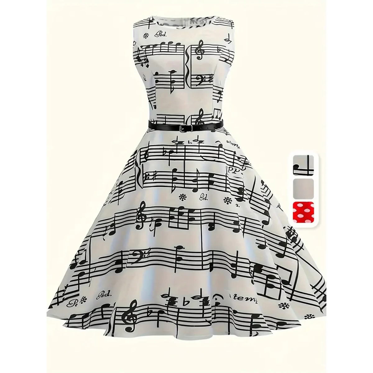 Preview: ROCK-HUS Damen Kleid Noten Weiss