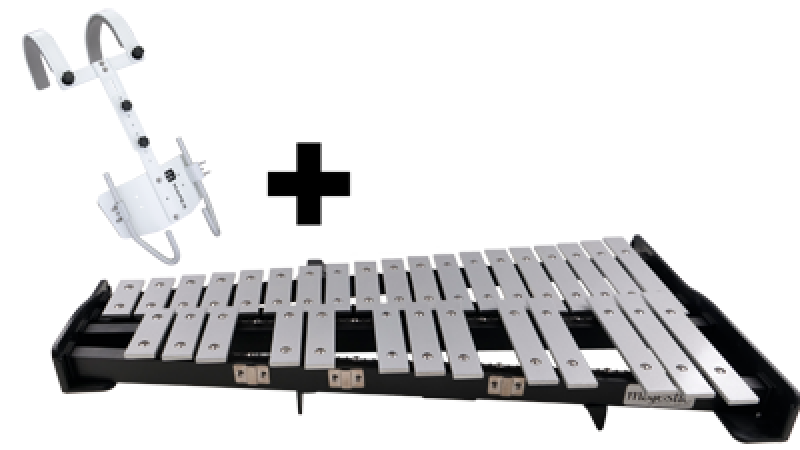Preview: MAJESTIC Marsch-Glockenspiel, 2.5 Oktaven F2-C5, Stahl, Tragegestell