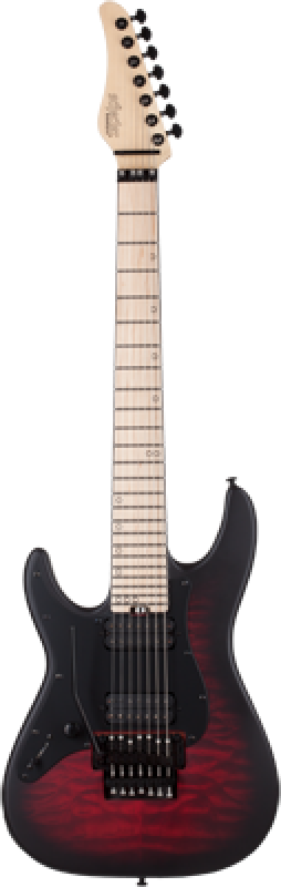 Preview: SCHECTER E-Gitarre, Miles Dimitri Baker-7 FR, Crimson Red Burst Satin,