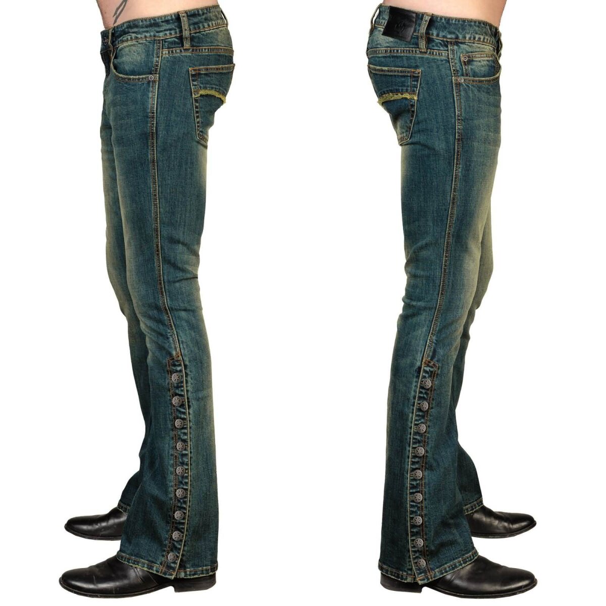 Preview: WORNSTAR Herren Essentials Collection Hellraiser Side Button Jeans - Vintage Blue