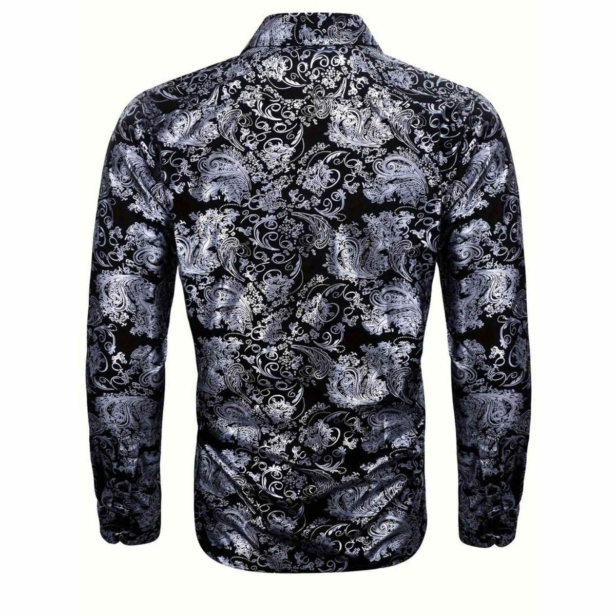 Preview: ROCK-HUS Hemd Schwarz-Silber Brokat-Art