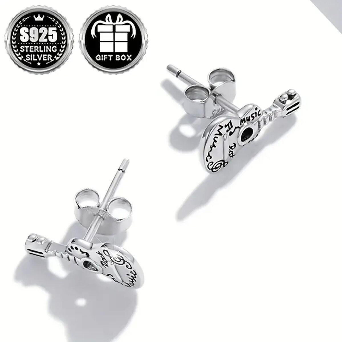 Preview: ROCK-HUS Ohrstecker Akustik Gitarre 925er Sterling Silber