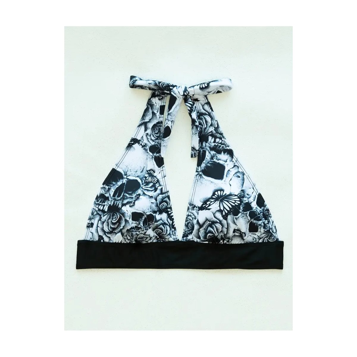 Preview: ROCK-HUS Bikini Weiss/Schwarz Skull - Butterfly - Roses