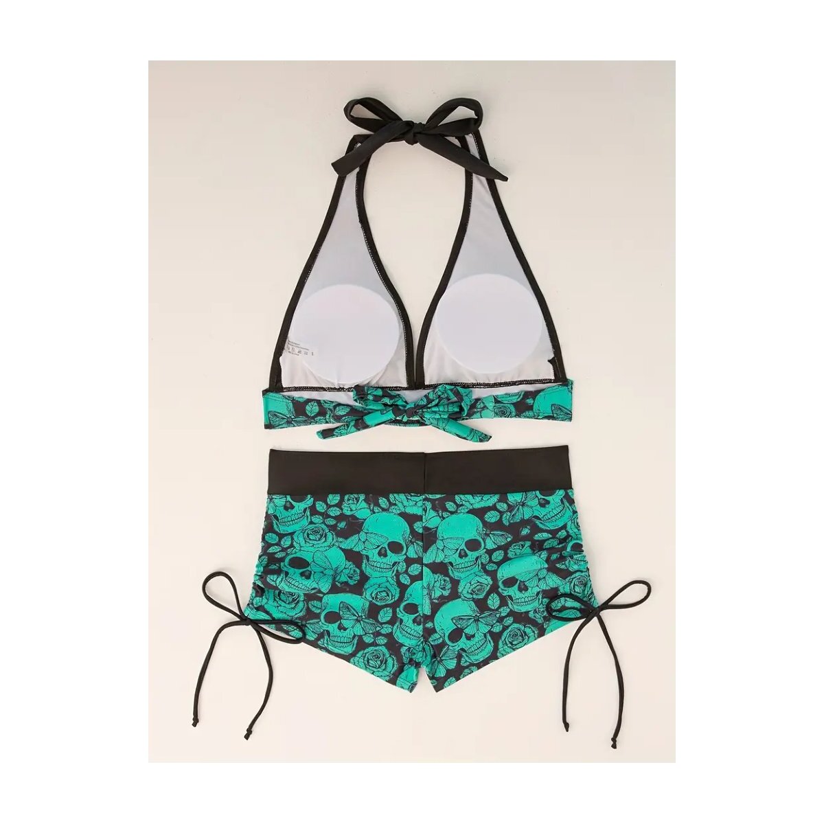 Preview: ROCK-HUS Bikini Panty Schwarz/Grün Skull - Butterfly - Roses