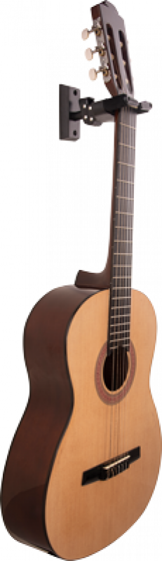 Preview: HERCULES Gitarrenwandhalter, AGS Plus, kurz, Holzsockel, schwarz