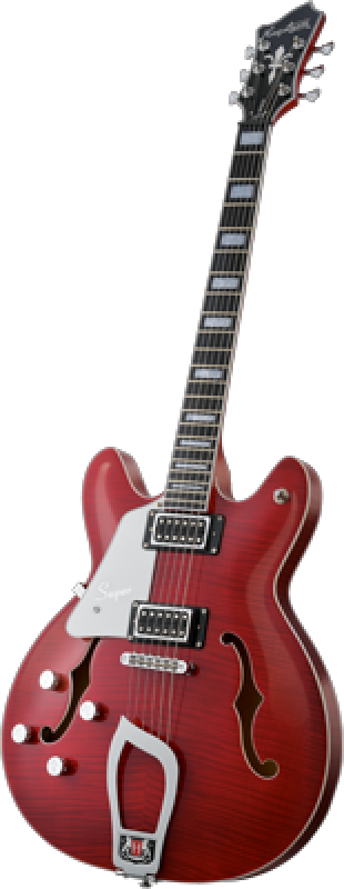 Preview: HAGSTROM E-Gitarre, Super Viking, Wild Cherry Transparent Flame, Links
