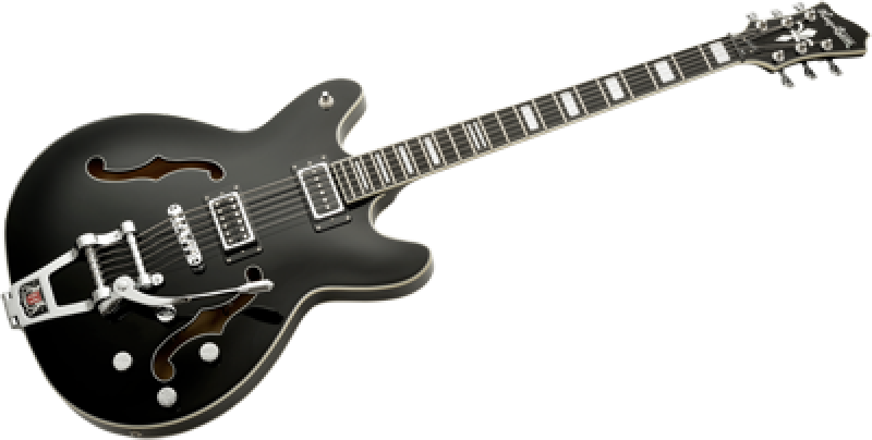 Preview: HAGSTROM E-Gitarre, Tremar Viking Baritone DLX, Black Gloss