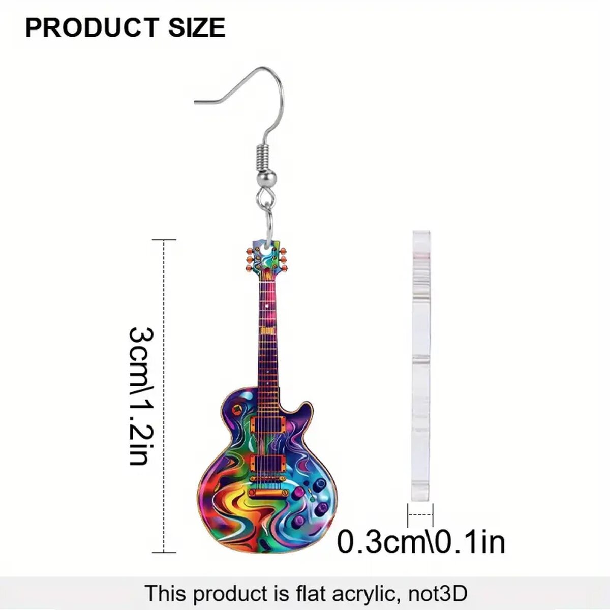 Preview: ROCK-HUS Ohrringe Gitarre Bunt Acryl