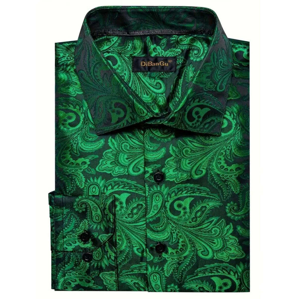 Preview: ROCK-HUS Hemd Grün-Schwarz Brokat-Art