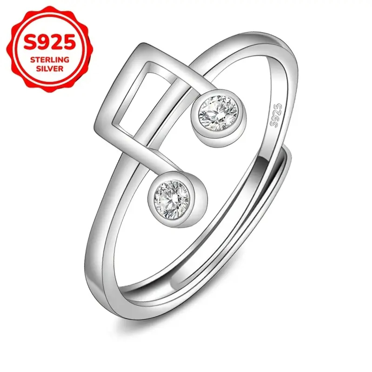 Preview: ROCK-HUS Ring 925 Serling Silber Noten mit Strass