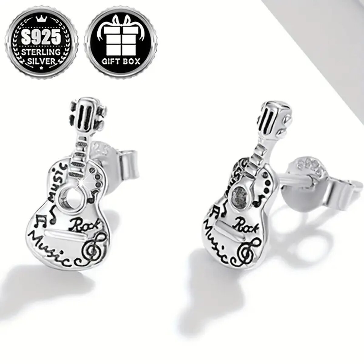 Preview: ROCK-HUS Ohrstecker Akustik Gitarre 925er Sterling Silber