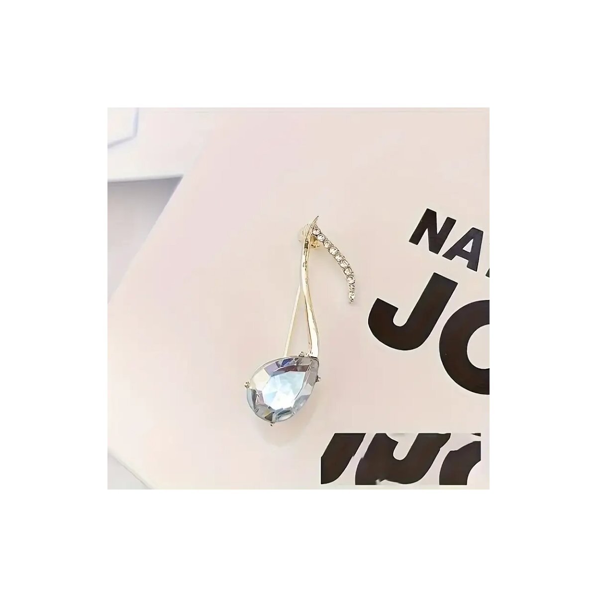 Preview: ROCK-HUS Brosche Note mit großem Strassstein